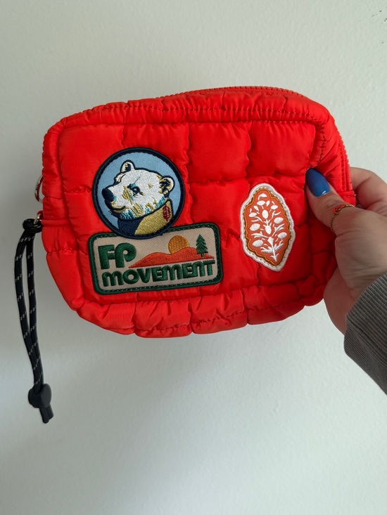 Free People Handbags - Free People Orange Quilted Patch Wristlet Pouch